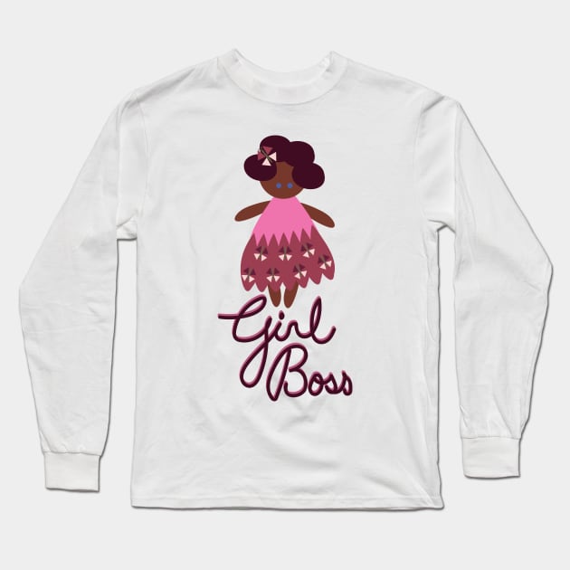 Girl Boss in Pink and Wine Long Sleeve T-Shirt by FrancesPoff